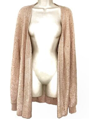 Express Sequin Open-Front Cardigan in Dusty Rose